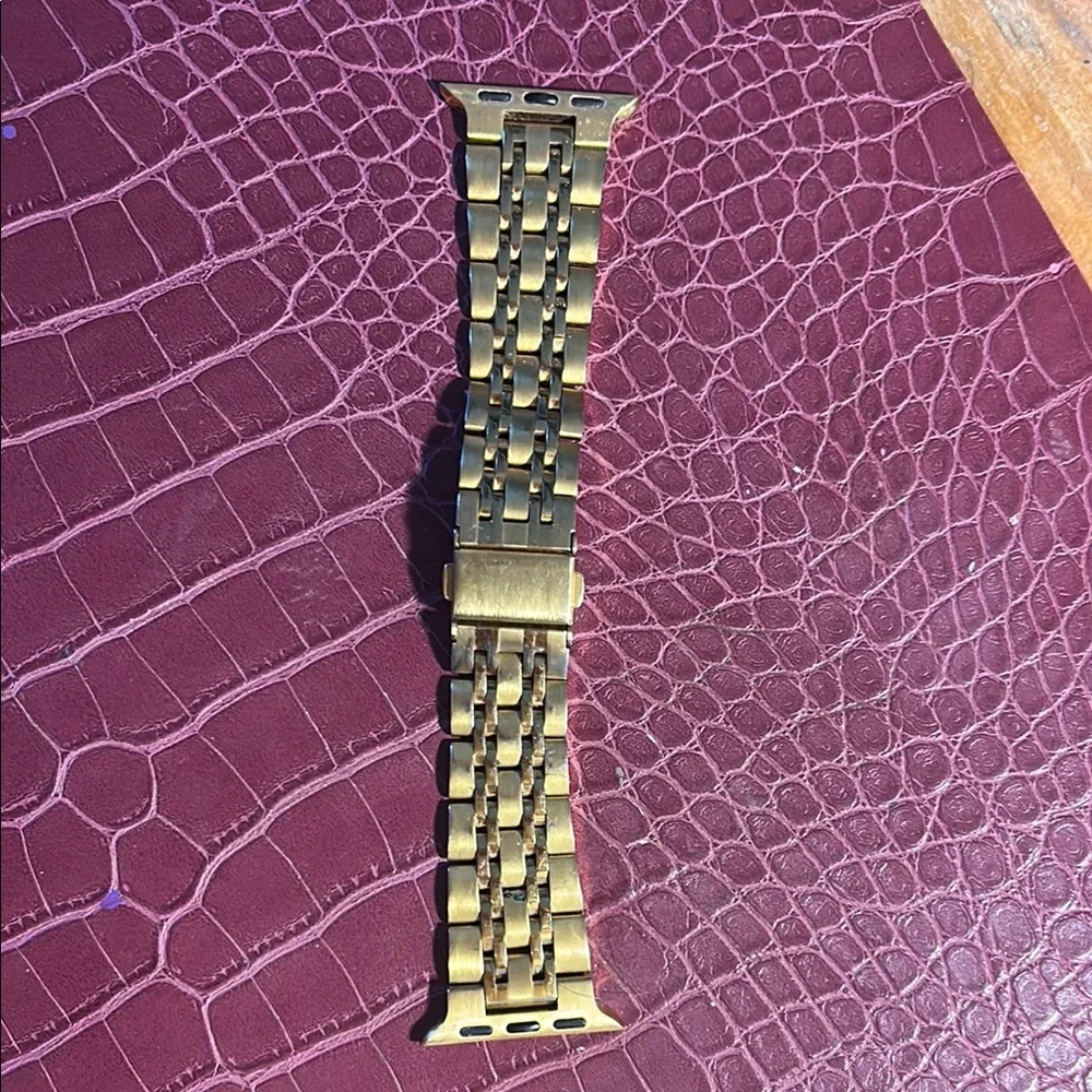 Gold Metal Wristband with Link Pattern